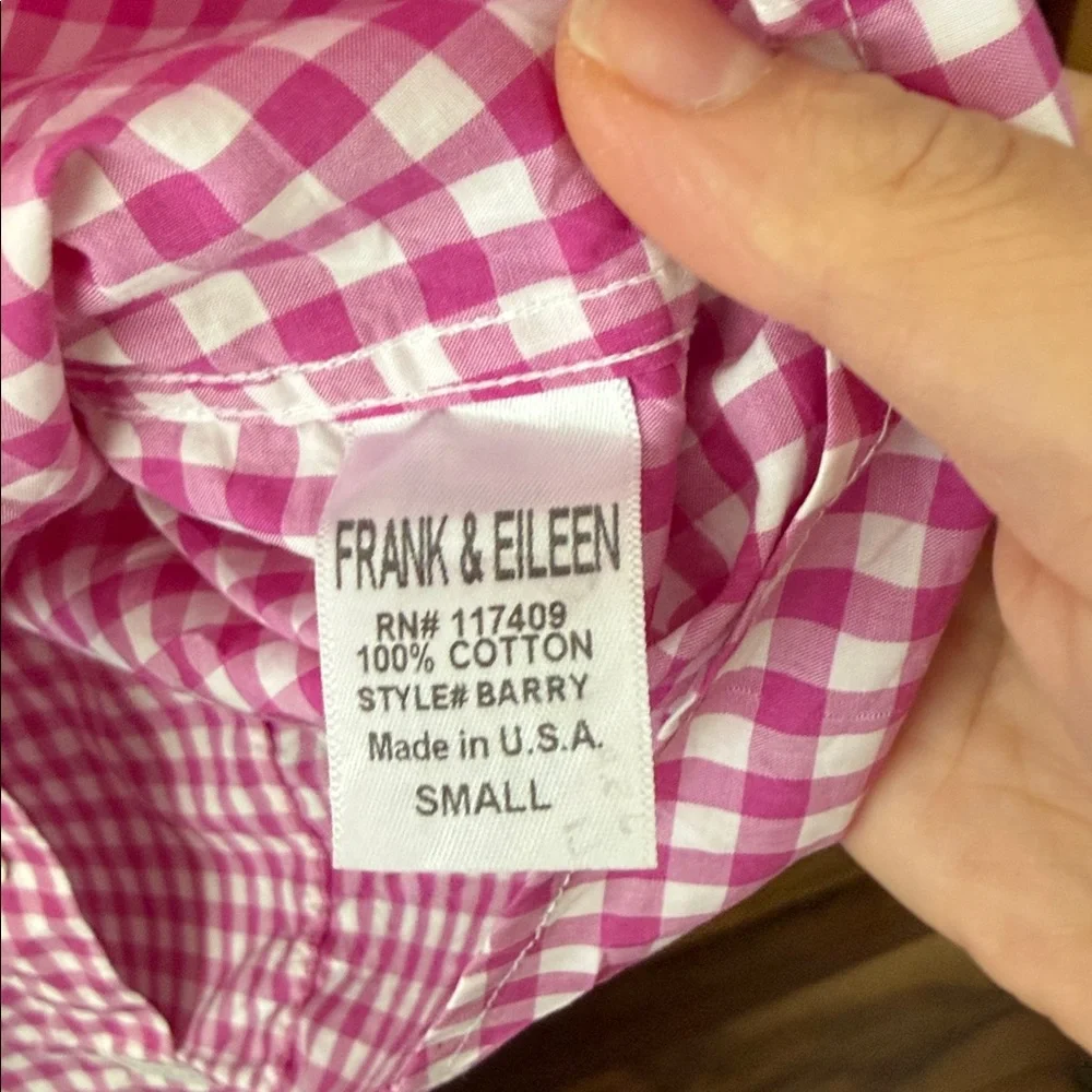 Frank & Eileen Multi Pink Gingham Signature Crinkle. Size S - Picture 7 of 9